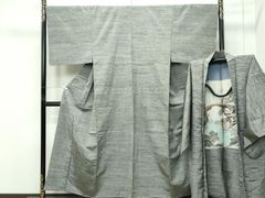 平和屋着物▽上質な紬　単衣　立涌文　正絹　逸品　AAAV2793fy 平和屋着物▽上質な紬 単衣 立涌文 正絹 逸品 AAAV2793fyの通販 by