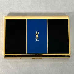 【管2603-148】YVES SAINT LAURENT イヴサンローラン シガレットケース ブラック 黒 ブルー 青 ゴールドカラー メタルカードケース 名刺入れ タバコケース ヴィンテージ YSLロゴ