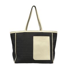 Valextra(ヴァレクストラ) トートバッグ K-VAL ミディアム トート V5B14-629-NBW 黒×アイボリー レザー