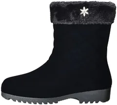 新品 [ミツウマ] レインシューズ 長靴 エメロード 防寒 防水 防滑 軽量 ガラス 繊維 ソール スエード 調 ファッション スノーブーツ ガラス繊維ソール スエード調 レディース 黒 25.0 cm