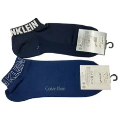 未使用 カルバンクライン 紳士 靴下 ソックス スニーカーソックス 25-27ｃｍ　2足セット CALVIN KLEIN 綿 ナイロン ロゴ オシャレ ネイビー ブラック 黒　紺 メンズ カジュアル　ナイガイ