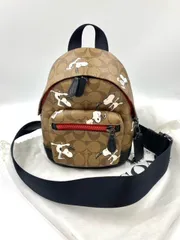 COACH コーチ 5840 ピーナッツコラボ スヌーピー シグネチャー PVC ショルダーバッグ ボディバッグ ミニバッグ ブラウン系 F8-3-39