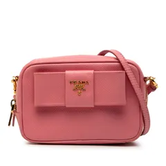 プラダ リボン ミニショルダーバッグ ポシェット ピンク サフィアーノレザー レディース PRADA【1-0257289】