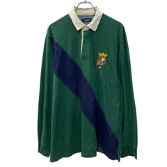 CHAPS 長袖 ラガーシャツ XL グリーン ネイビー チャップス ハーフボタン ワンポイント刺繍 ワンポイント 春秋物 a803-6067