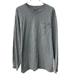 Carhartt 長袖 プリントTシャツ L ぐれー プルオーバー 胸ポケット ワンポイントロゴ ロンT ロングTシャツ トップス 春物 a803-6109