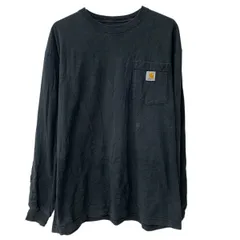 Carhartt 長袖 ロゴTシャツ L ブラック プルオーバー 胸ポケット ワンポイントロゴ シンプル ロンT ロングTシャツ トップス 春物 a803-6110