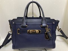 coach コーチ 2way ショルダー 34816 ネイビー スワッガー レザー ターンロック