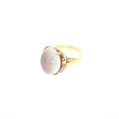 整理出品◎女性K18ゴールドリング＋0.08ダイヤ＋ヒスイ翡翠コンビ 