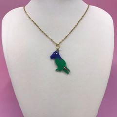 【福祉施設制作】杏樹作 ネックレス 「アケボノインコのネックレス」NO.5068 P