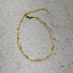 ゴールド　GOLD　金　ブレスレット　チェーン　ボールチェーン　アクセサリー　ユニセックス　男女兼用　レディース　メンズ　シンプル　華奢　ギフト　プレゼント　定番　チェーンブレスレット　2重　大人可愛い　つけっぱなしOK　ステンレス　金属アレルギー対応　ペア