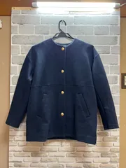 Y【Y3-23】◇ SHIPS any　Fサイズ　ノーカラージャケット　紺色　レディース