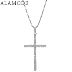 D0.70 クロス ダイヤモンド ネックレス ホワイトゴールド K18WG 7.6g ジュエリー 十字架 シルバー銀 レディース 40802165849【中古】【アラモード】