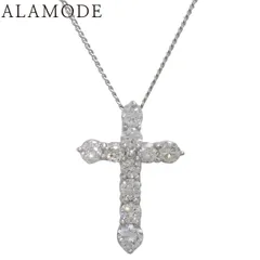 D0.50 クロス ダイヤモンド ネックレス プラチナ Pt900 Pt850 2.6g ネックレス ジュエリー 十字架 シルバー銀 レディース 40802164870【中古】【アラモード】
