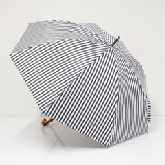 sur mer シュルメール 日傘 麻 ホワイト✕グレー 太ストライプ - メルカリ