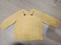 ミッキーハウス イェロー ギンガムチェック 長袖 シャツ 80 状態