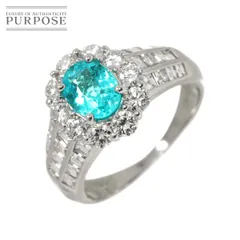 リング 15号 パライバトルマリン 1.002ct ダイヤ 1.80ct Pt プラチナ 指輪 【鑑別書付き】 Tourmaline Ring 90316484
