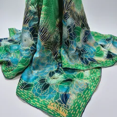 【used品】美品！LANVIN レディーススカーフ シルク100%