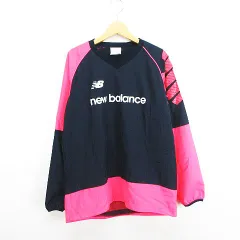 ニューバランス NEW BALANCE JJTF8944 ピステ ウィンドブレーカー 長袖 Vネック ロゴ 裏メッシュ 160 ネイビー×ピンク サッカー フットサルウェア ※EKM