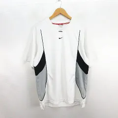 ナイキ NIKE BASKETBALL Tシャツ カットソー 半袖 Vネック ロゴ XL ホワイト×ブラック×グレー スポーツウェア ※EKM