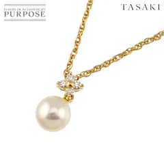 タサキ TASAKI アコヤ真珠 6.3mm ダイヤ 0.05ct ネックレス 40cm K18 YG 750 パール 田崎真珠 Akoya Pearl Necklace 90315761