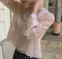 ケイクラブ シアー ビスチェ ブラウス セット シアー ピンク ブラック L