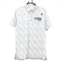 ルコックゴルフ 半袖ポロシャツ 白×ライトグレー 総柄 胸ロゴ刺しゅう メンズ LL ゴルフウェア le coq sportif
