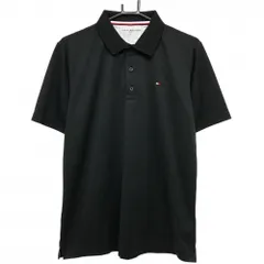 【美品】トミーヒルフィガーゴルフ 半袖ポロシャツ 黒 胸ロゴ メンズ LL ゴルフウェア Tommy Hilfiger Golf