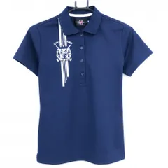 【超美品】ビバハート 半袖ポロシャツ ネイビー×白 胸ロゴ レディース 40(M) ゴルフウェア VIVA HEART