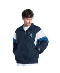スターター メンズ アウター ジャケット・ブルゾン ジャケット Starter Mens Navy Minnesota Timberwolves Yard Line FullZip Jacket Naのサムネイル