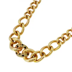 ★SALE【6jbb0719-k】クリスチャンディオール ネックレス GPメッキ ラインストーン ゴールド ブラック【中古】レディース