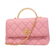 ★SALE【6ca0557】シャネル ハンドバッグ マトラッセ ラムスキン ピンク シャンパンゴールド金具 2wayバッグ【中古】レディース