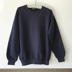 ● 2166 【90s】POLO RALPH LAUREN ポロラルフローレン スウェット トレーナー サイズM コットン ネイビー 中国製