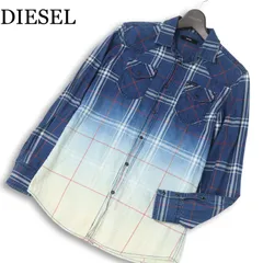 DIESEL ディーゼル 通年 グラデーション★ 長袖 ウエスタン インディゴ チェック シャツ Sz.XS　メンズ