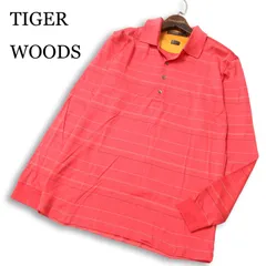 【美品】NIKE GOLF ナイキ ゴルフ TIGER WOODS★ 通年 長袖 ボーダー チェック ポロシャツ Sz.M メンズ