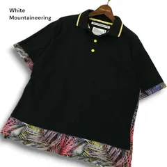 20ss White Mountaineering ホワイトマウンテニアリング 春夏 ボタニカル柄切替★ 半袖 鹿の子 ポロシャツ Sz.1 メンズ 黒のサムネイル