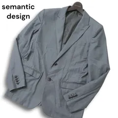 semantic design セマンティック デザイン 通年 背抜き★ レーヨン アンコン テーラード ジャケット Sz.L メンズ 灰 グレーのサムネイル