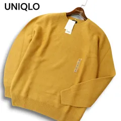 【新品 23SS】 UNIQLO ユニクロ 通年 3D クルーネック ニット セーター Sz.XL メンズ 大きいサイズ 未使用 黄色