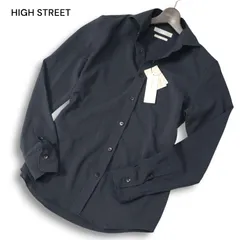 【新品★ 今期! 25SS】 HIGH STREET ハイストリート 春夏★ 長袖 リフラクス カッタウェイ シャツ Sz.S メンズ 紺 日本製のサムネイル