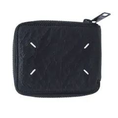 美品 Maison Margiela 14 メゾンマルジェラ 財布 ラウンドジップ ウォレット シワ加工 レザー S55UI0292 P4135 ブラック 黒 【中古】