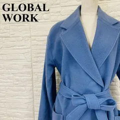 GLOBAL WORK グローバルワーク コート ベルト付き ライトブルー M 0378Kのサムネイル