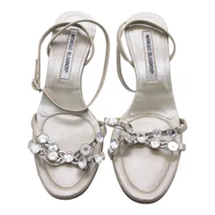 MANOLO BLAHNIK マノロブラニク ビジュー装飾 サンダル アンクルストラップ イタリア製 36.5 23.5cm ゴールド系 レディース 【中古】のサムネイル