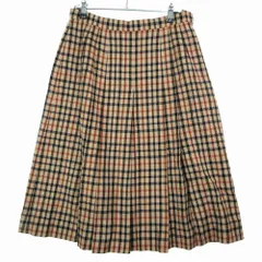 DAKS ダックス ハウスチェック柄 ボックスプリーツ スカート ボトムスミモレ丈 ベージュ サイズ72-96 レディース 【中古】