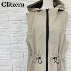 Glitzern グリッツァン フード付きロングベスト ベージュ L 0382K