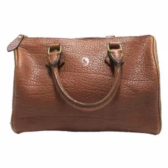 RALPH LAUREN ラルフローレン ワンポイントロゴ シュリンクレザー ボストンバッグ ブラウン メンズ レディース 【中古】