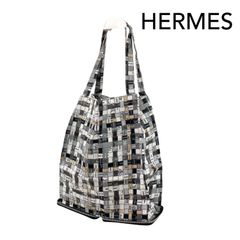 訳あり HERMES シルキーポップ ブラック ボルデュックリボンエコバッグ