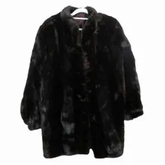 SAGA MINK サガミンク 銀サガ ストライプ ミンクファー 本毛皮 リアルファー コートアウター ダークブラウン F レディース 【中古】