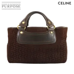 美品 セリーヌ CELINE マカダム ブギーバッグ ハンド バッグ  スエード レザー ブラウン ゴールド 金具 ヴィンテージ 90314349