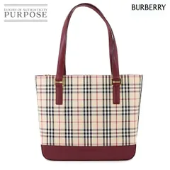未使用 展示品 バーバリー BURBERRY ノバチェック ハンド バッグ キャンバス レザー ベージュ ボルドー ゴールド 金具 Tote Bag 90316732