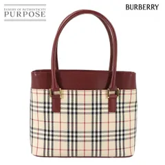 未使用 展示品 バーバリー BURBERRY ノバチェック ハンド バッグ キャンバス レザー ベージュ ボルドー ゴールド 金具 Tote Bag 90316740