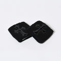 新品未使用 CHROME HEARTS クロムハーツ クロスパッチ リストバンド 二点セット ブレスレット パイル地 ブラック 中古 4b013627のサムネイル